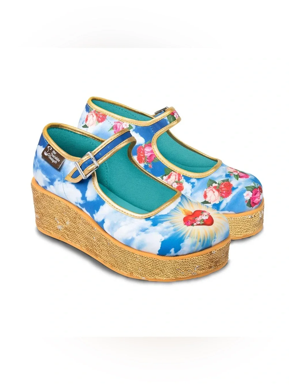 Hot Chocolate Design Sacred Heart Platform Shoes US 7 NWOT